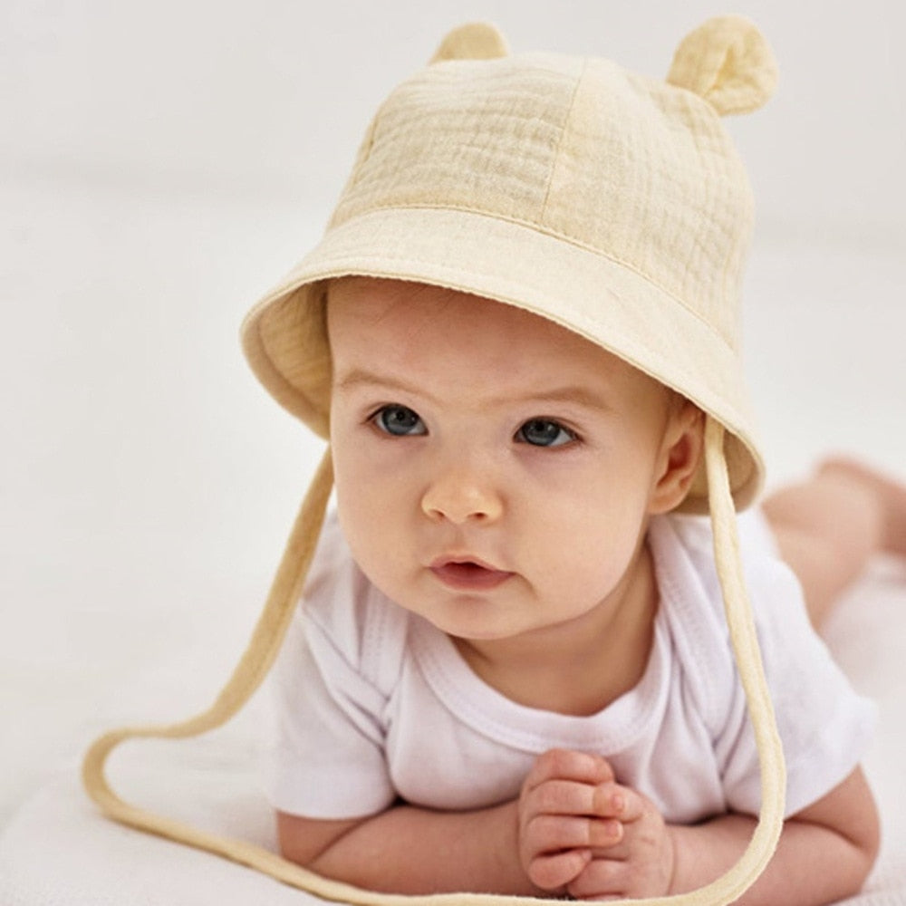 Spring Autumn Solid Color Soft Baby Bucket Hat Cotton