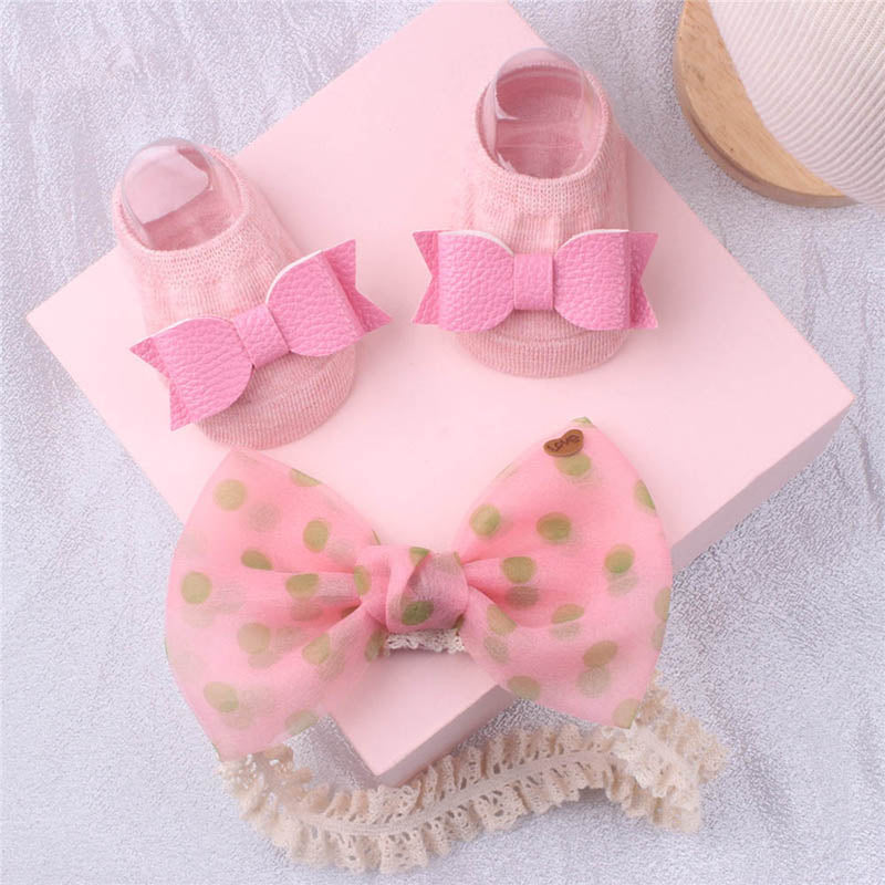1 Set Xmas Gift Cute Flowers Baby Girls Headband Socks Cartoon Animal Bow Newborn Girls Hair Band Kids Headwear Hair Accessories