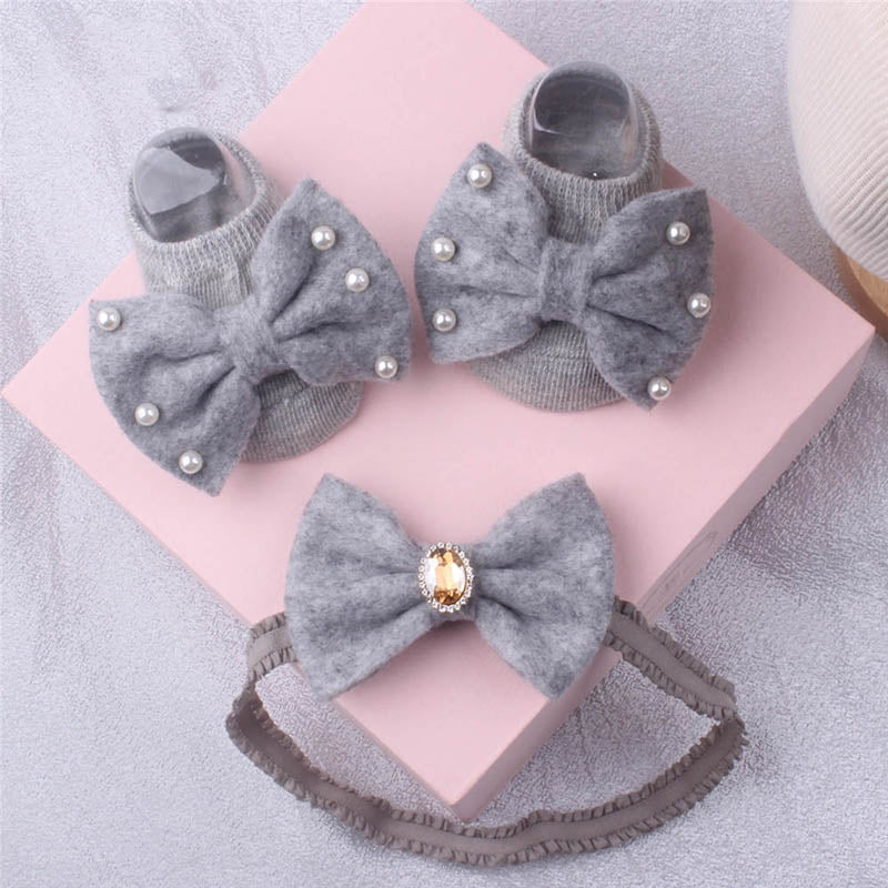 1 Set Xmas Gift Cute Flowers Baby Girls Headband Socks Cartoon Animal Bow Newborn Girls Hair Band Kids Headwear Hair Accessories