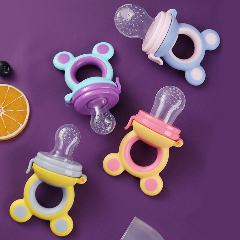 TYRY.HU 1Pc Baby Pacifiers Feeder Cartoon Kids Fruit Food Feeder Nipples Feeding Safe Supplies Nipple Teat Bottle BPA Free