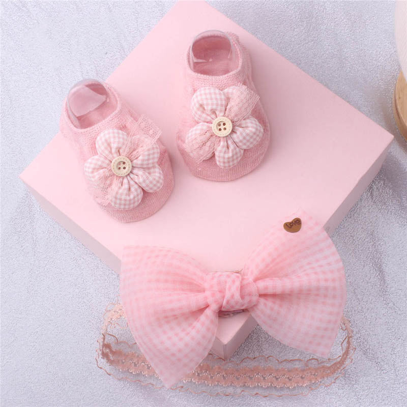 1 Set Xmas Gift Cute Flowers Baby Girls Headband Socks Cartoon Animal Bow Newborn Girls Hair Band Kids Headwear Hair Accessories
