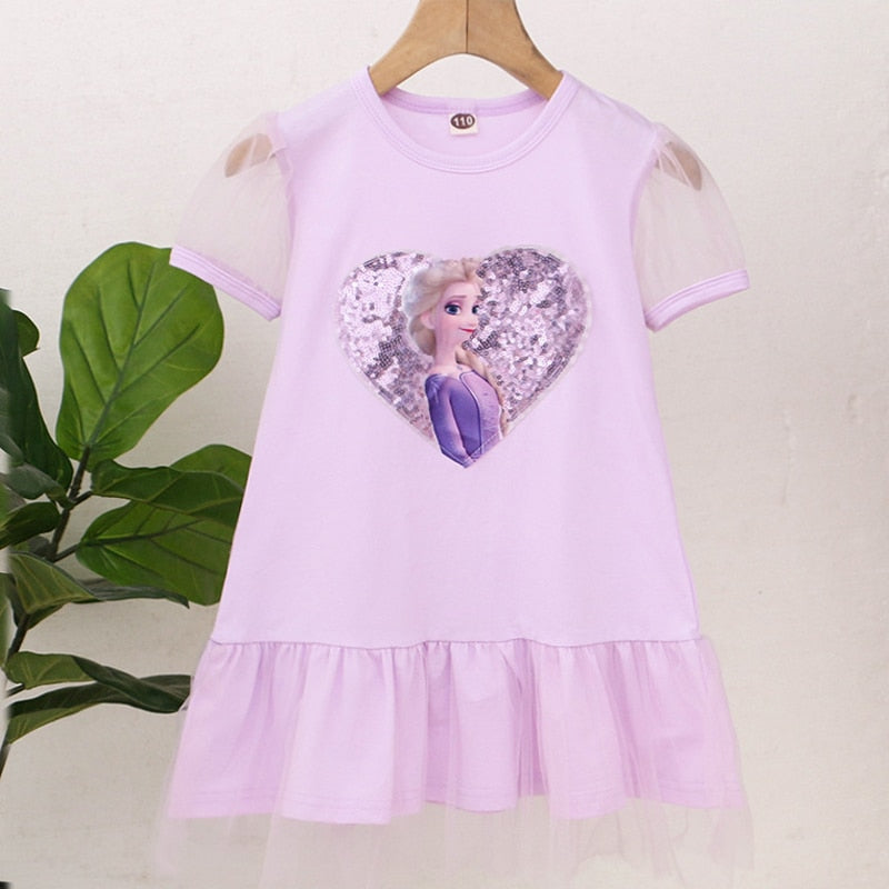 Girls Clothes 2023 New Summer Princess Dresses Flying Sleeve Kids Dress Frozen Elsa Party Baby Dresses for Children Clothing