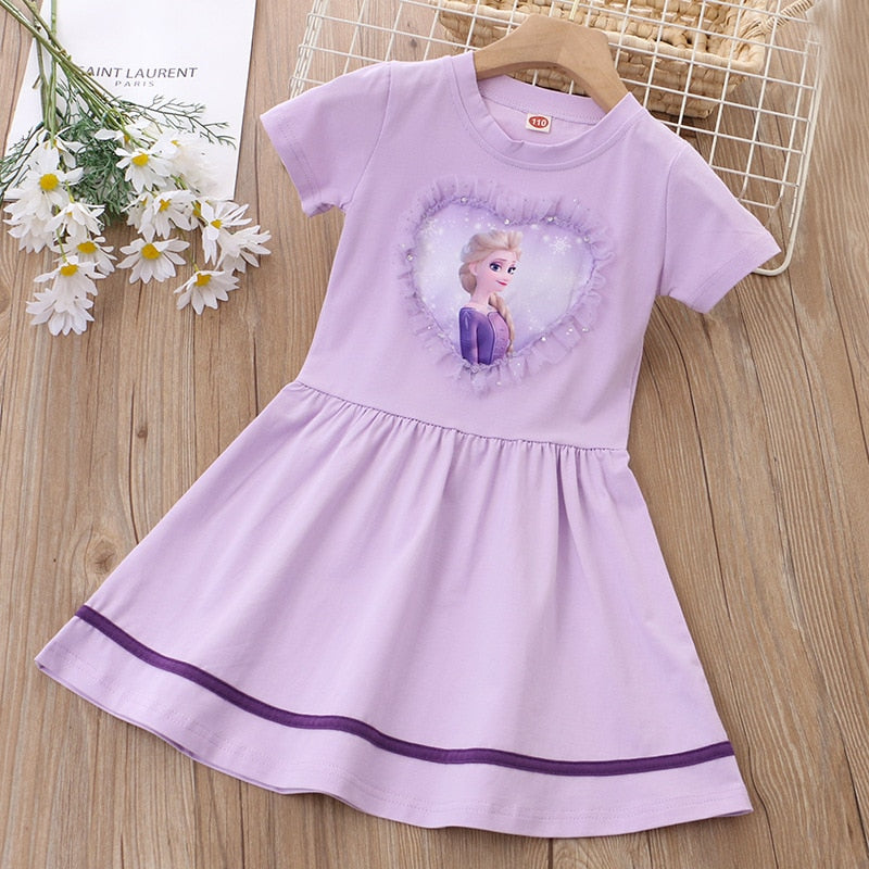 Girls Clothes 2023 New Summer Princess Dresses Flying Sleeve Kids Dress Frozen Elsa Party Baby Dresses for Children Clothing