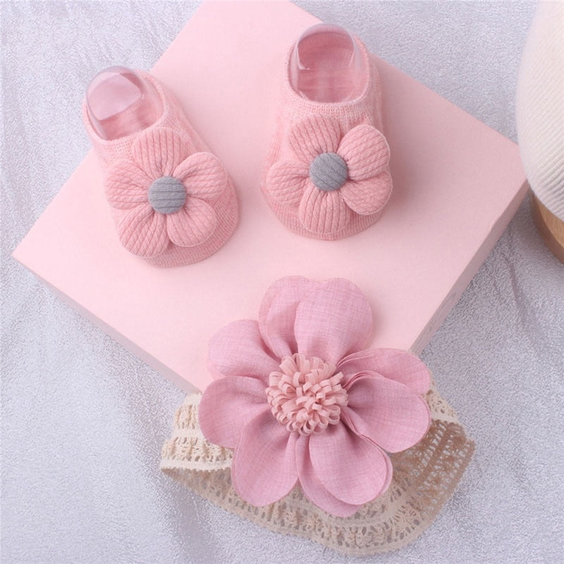 1 Set Xmas Gift Cute Flowers Baby Girls Headband Socks Cartoon Animal Bow Newborn Girls Hair Band Kids Headwear Hair Accessories