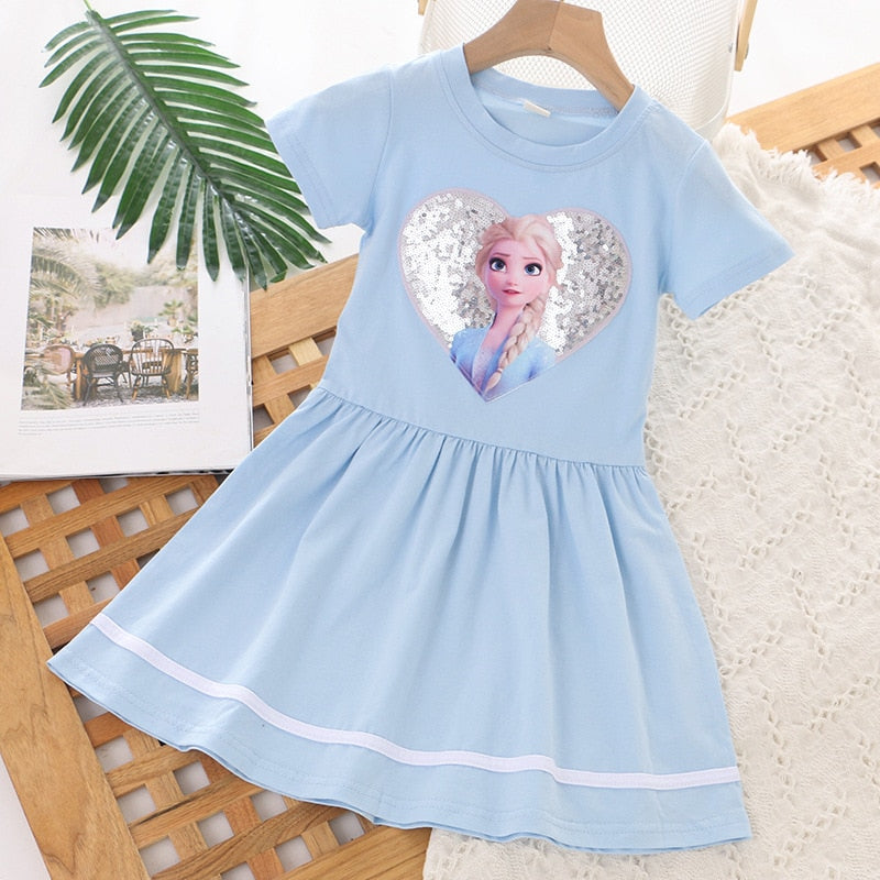 Girls Clothes 2023 New Summer Princess Dresses Flying Sleeve Kids Dress Frozen Elsa Party Baby Dresses for Children Clothing