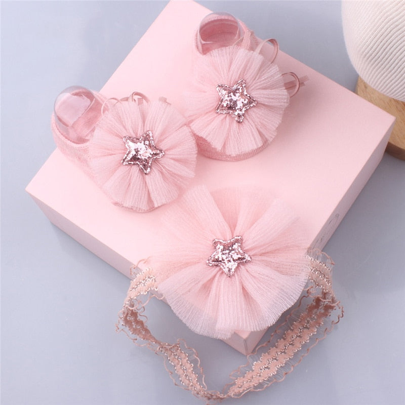 1 Set Xmas Gift Cute Flowers Baby Girls Headband Socks Cartoon Animal Bow Newborn Girls Hair Band Kids Headwear Hair Accessories