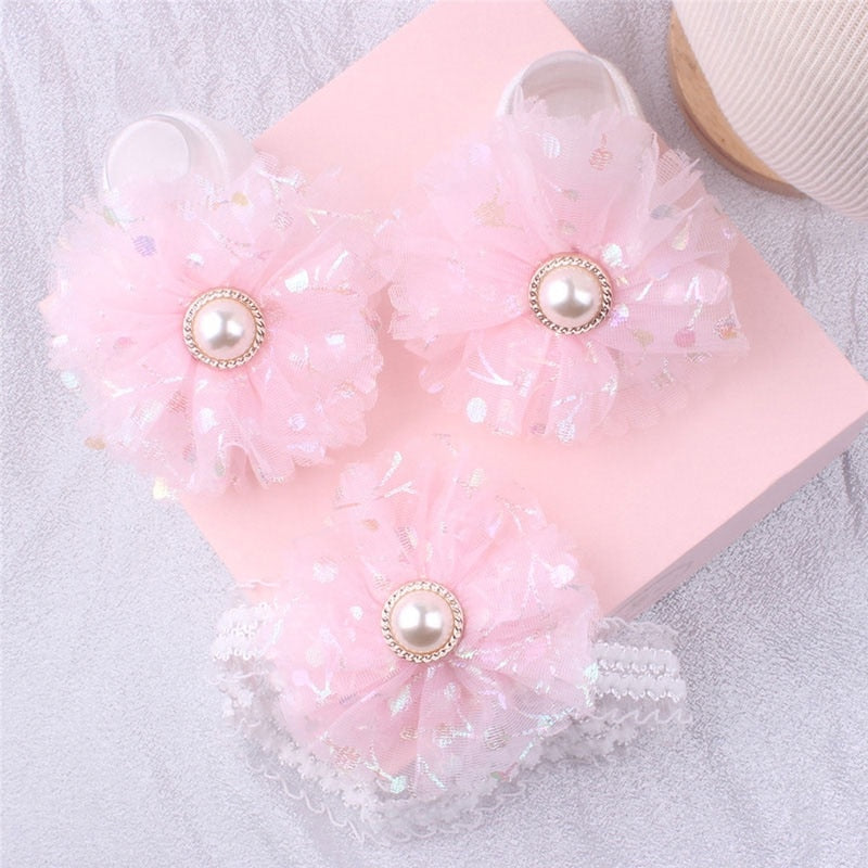 1 Set Xmas Gift Cute Flowers Baby Girls Headband Socks Cartoon Animal Bow Newborn Girls Hair Band Kids Headwear Hair Accessories