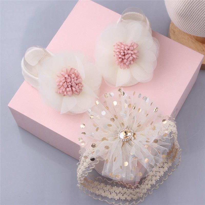 1 Set Xmas Gift Cute Flowers Baby Girls Headband Socks Cartoon Animal Bow Newborn Girls Hair Band Kids Headwear Hair Accessories