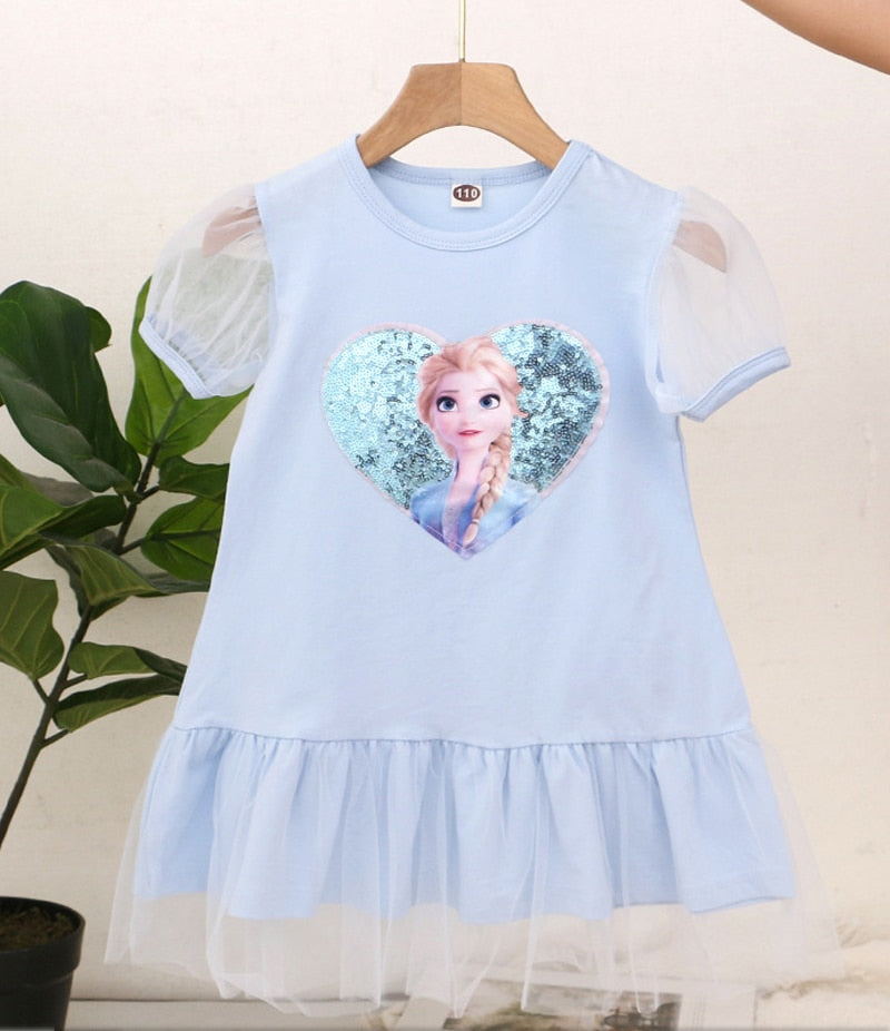 Girls Clothes 2023 New Summer Princess Dresses Flying Sleeve Kids Dress Frozen Elsa Party Baby Dresses for Children Clothing