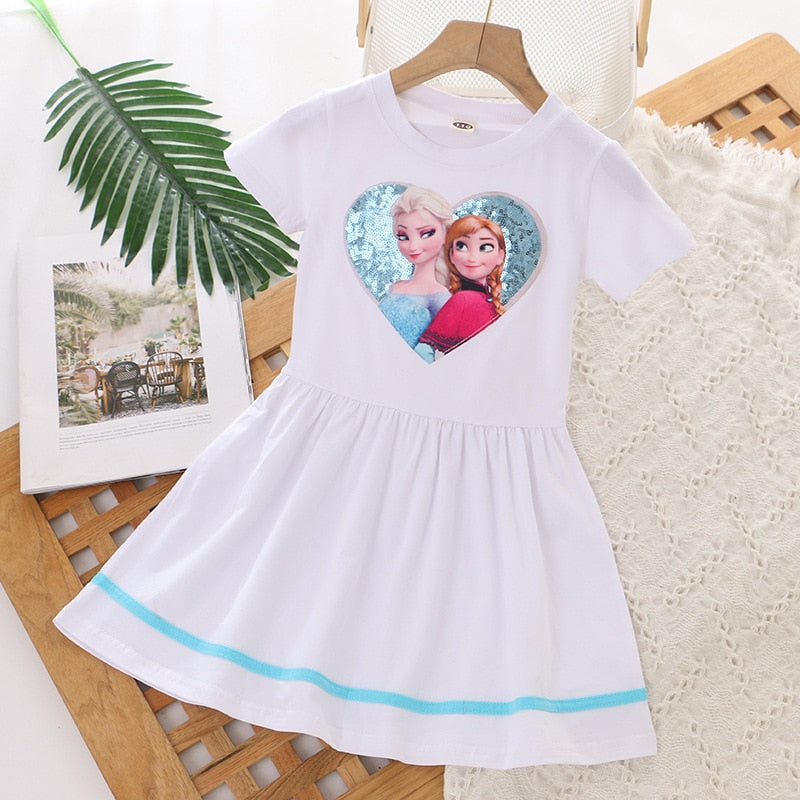 Girls Clothes 2023 New Summer Princess Dresses Flying Sleeve Kids Dress Frozen Elsa Party Baby Dresses for Children Clothing