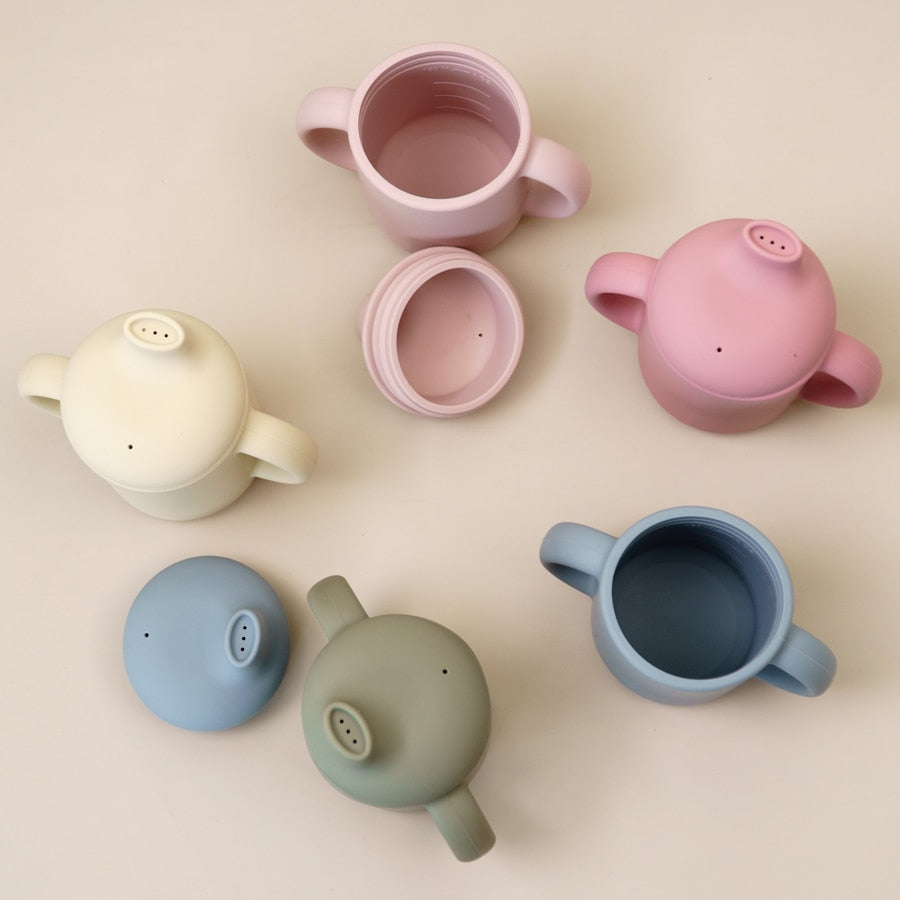 Portable Baby Feeding Drinkware Cup Newborn Learning Hand Shank Bottles