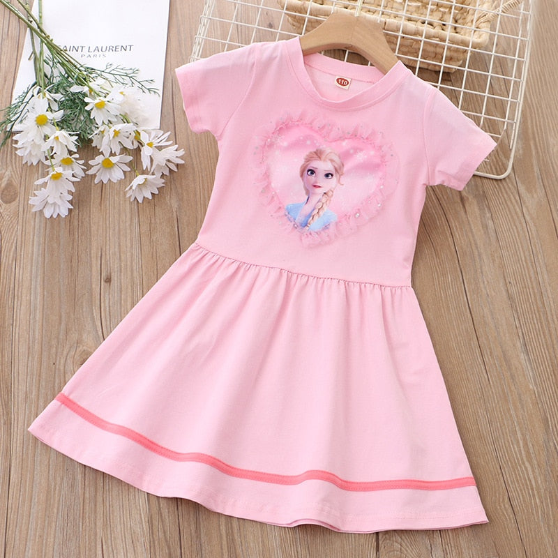Girls Clothes 2023 New Summer Princess Dresses Flying Sleeve Kids Dress Frozen Elsa Party Baby Dresses for Children Clothing