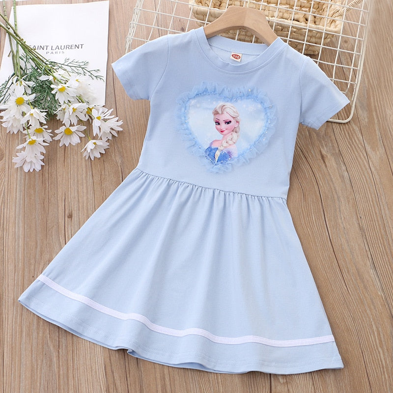 Girls Clothes 2023 New Summer Princess Dresses Flying Sleeve Kids Dress Frozen Elsa Party Baby Dresses for Children Clothing
