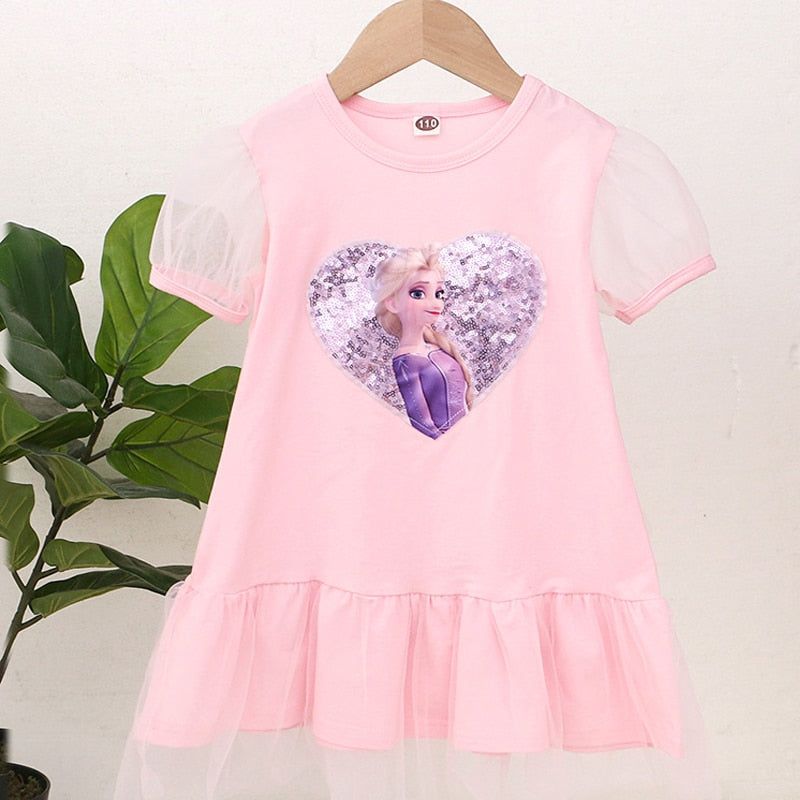 Girls Clothes 2023 New Summer Princess Dresses Flying Sleeve Kids Dress Frozen Elsa Party Baby Dresses for Children Clothing