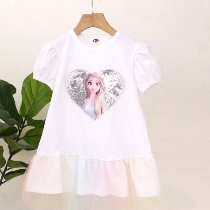Girls Clothes 2023 New Summer Princess Dresses Flying Sleeve Kids Dress Frozen Elsa Party Baby Dresses for Children Clothing