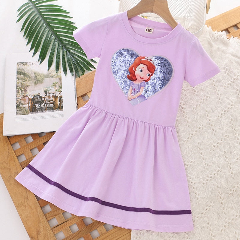 Girls Clothes 2023 New Summer Princess Dresses Flying Sleeve Kids Dress Frozen Elsa Party Baby Dresses for Children Clothing