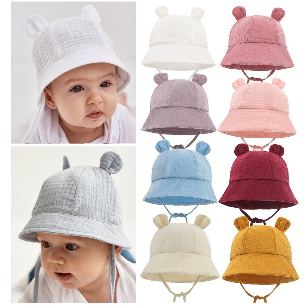 Spring Autumn Solid Color Soft Baby Bucket Hat Cotton