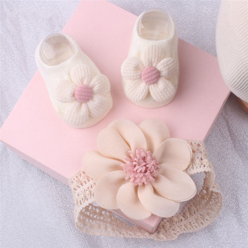 1 Set Xmas Gift Cute Flowers Baby Girls Headband Socks Cartoon Animal Bow Newborn Girls Hair Band Kids Headwear Hair Accessories